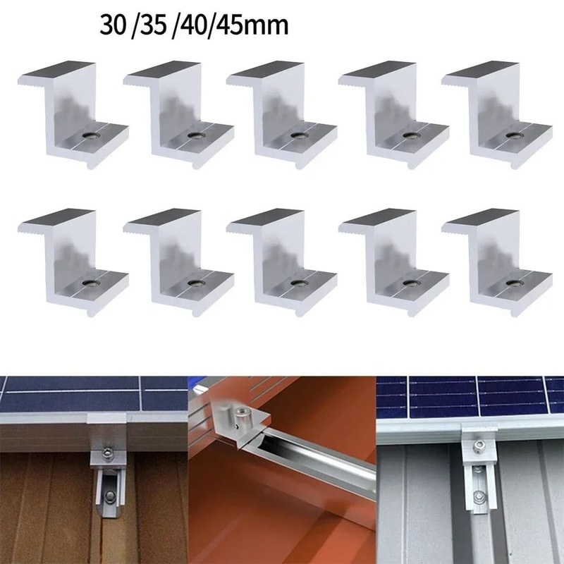 Aluminum Alloy Solar Panel Mounting End Clamps Set Of 10 Pieces 5