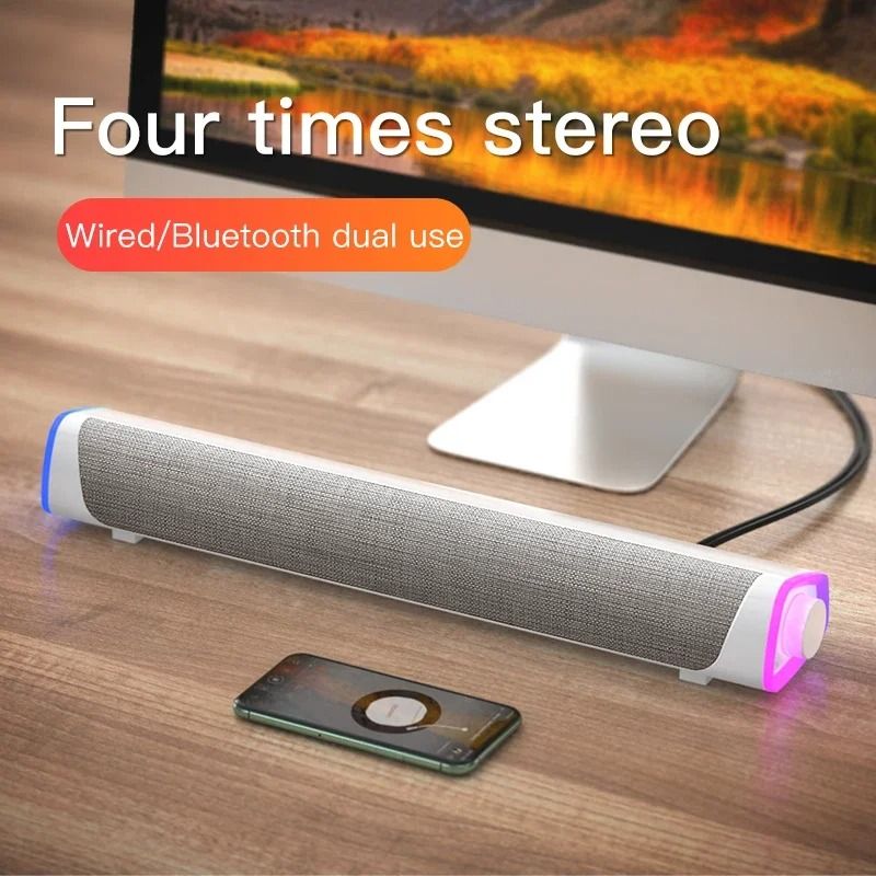 Bluetooth Computer Soundbar Speaker With Subwoofer Stereo Surround For PC TV 2