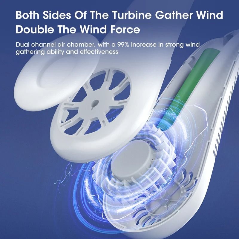 Hands Free Bladeless Neck Fan With Power Bank USB Rechargeable For Travel Sports And Office Use 4