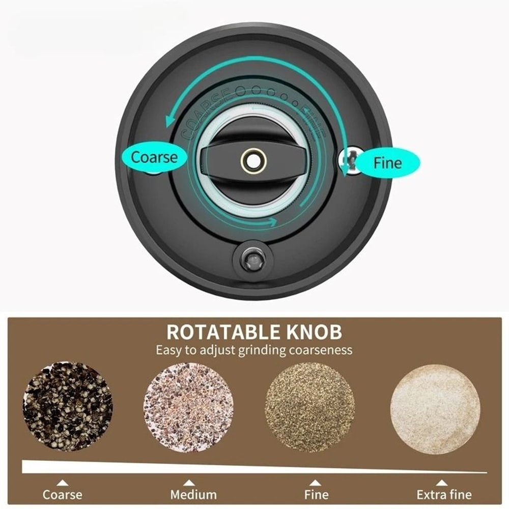 Electric Salt And Pepper Grinder Set Automatic Gravity Operated Adjustable Spice Mill 2