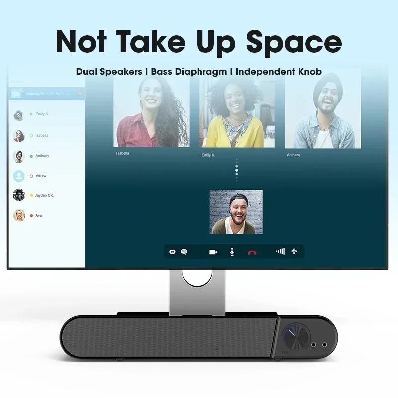 USB Wired Computer Soundbar Speaker With Subwoofer For PC TV Laptop And Phon 5