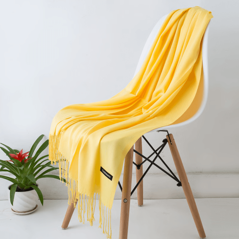 Luxury Solid Cashmere Scarf Winter Warm Shawl Wrap With Tassels Soft Pashmina For Women And Men 11