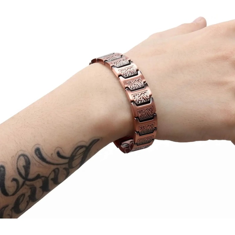 Copper healing bracelet shown on wrist