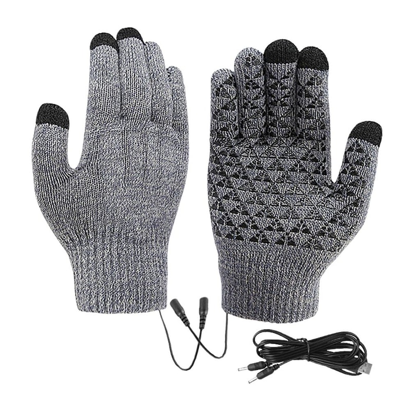 USB Electric Heated Full Finger Touch Screen Gloves Windproof Thermal Mitts 6