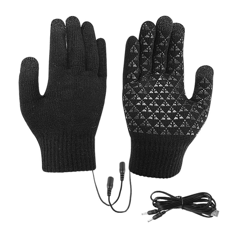 USB Electric Heated Full Finger Touch Screen Gloves Windproof Thermal Mitts 7