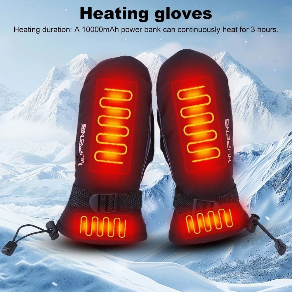 USB Charging Electric Heated Hand Warmer Gloves Waterproof 3Gear Temperature No Battery 4