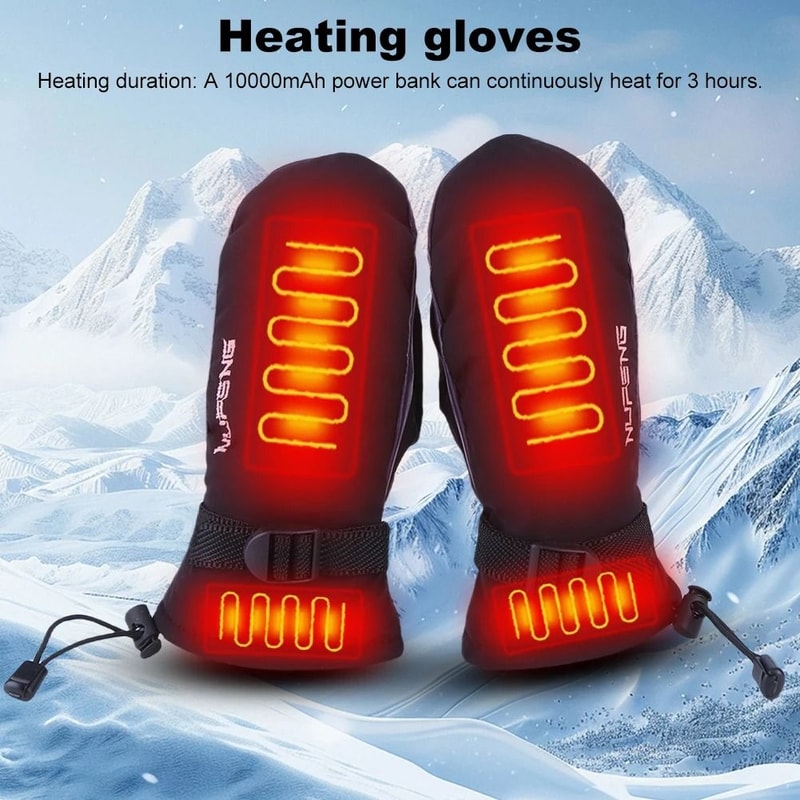 USB Charging Electric Heated Hand Warmer Gloves Waterproof 3Gear Temperature No Battery 4