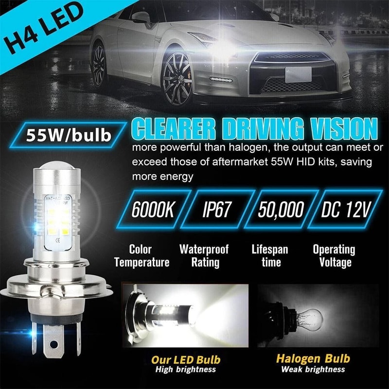H4 9003 HB2 LED Headlight Conversion Kit Super Bright 12V White Driving Light 1
