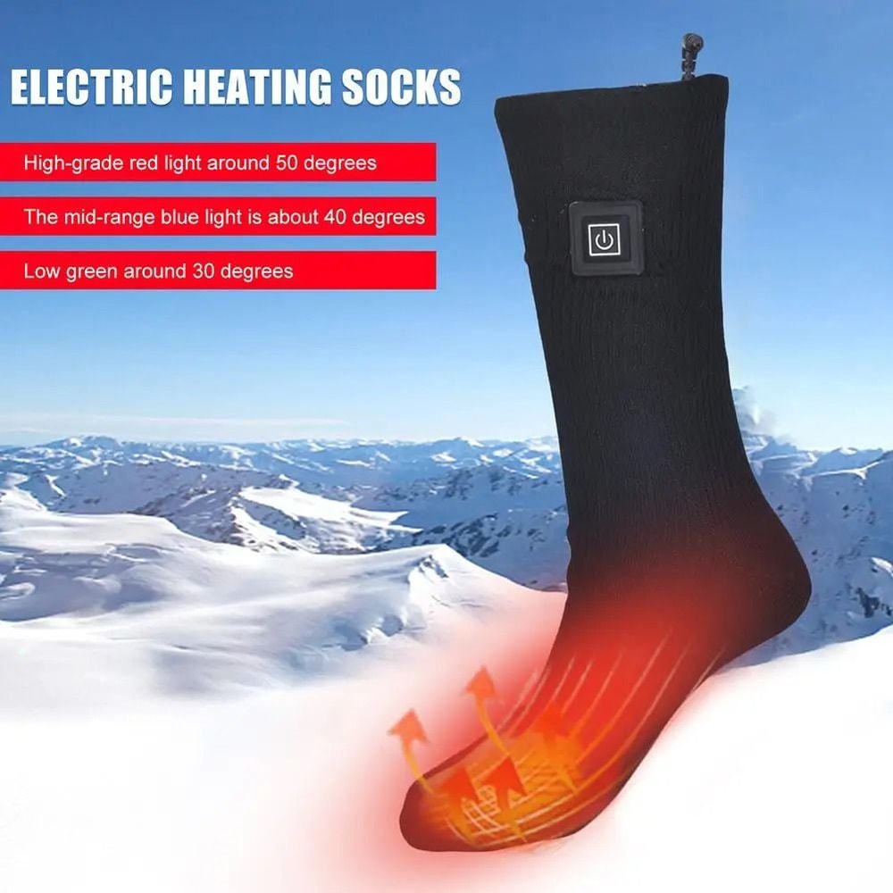 Electric Heated Socks 3 Level Temperature Winter Warm Long AntiSlip Socks No Battery 1