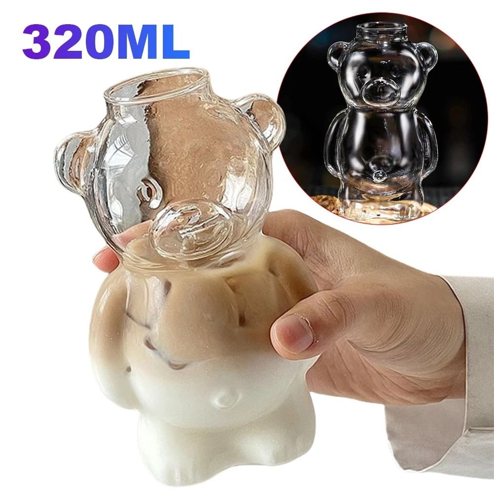 Cute Bear Shaped Glass Cup Coffee Mug For Daily Drinks And Gifts 0
