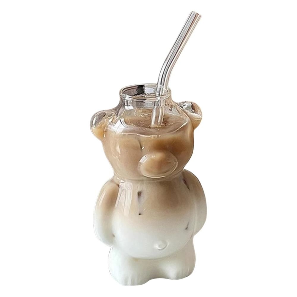 Cute Bear Shaped Glass Cup Coffee Mug For Daily Drinks And Gifts 7