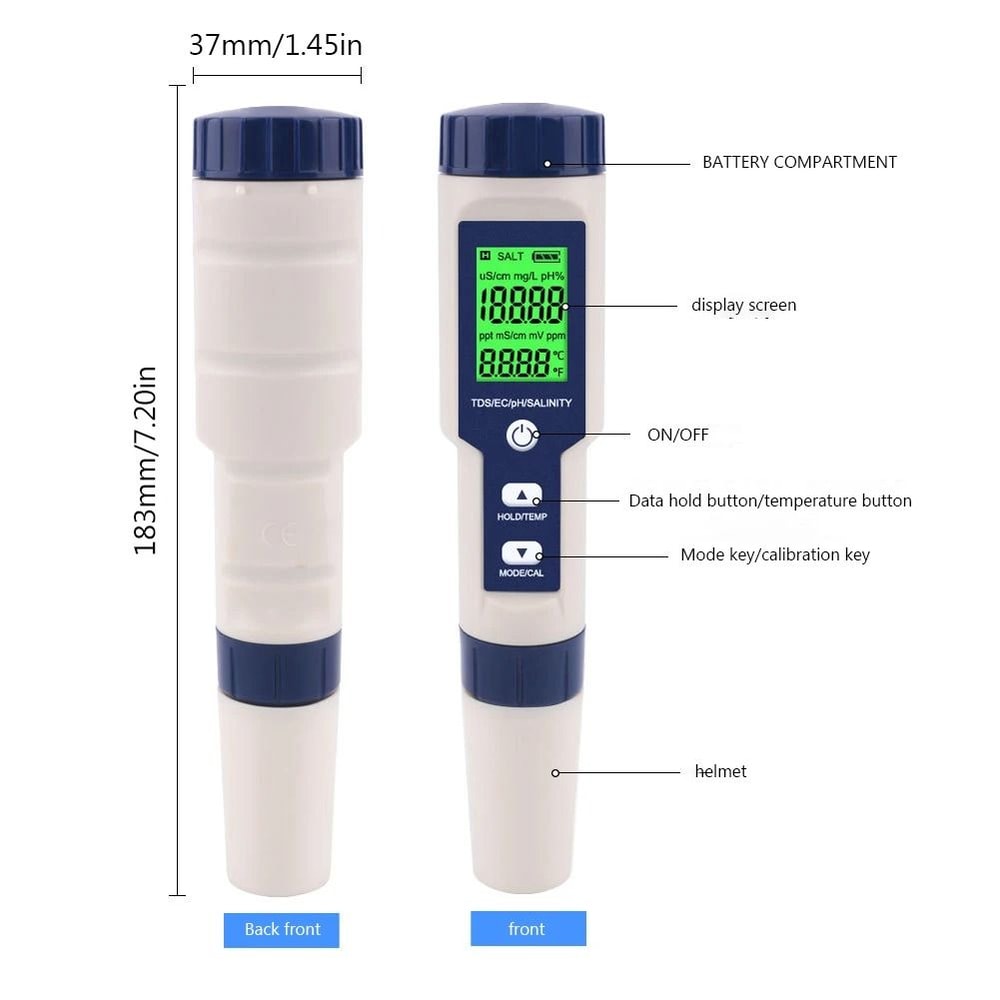 5 In 1 Digital Water Quality Tester TDS EC PH Salinity Temperature Meter 5