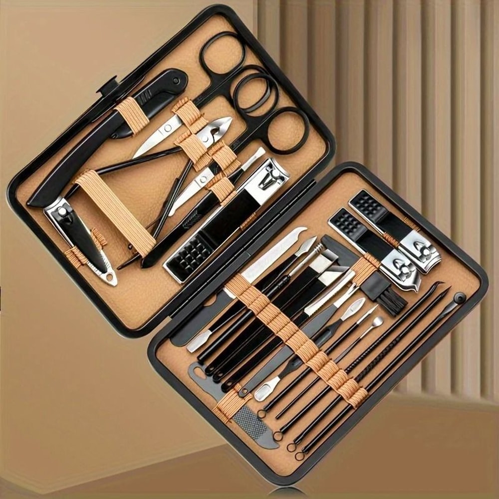 Professional Nail Care Tool Set With PU Leather Case Stainless Steel Clippers 1