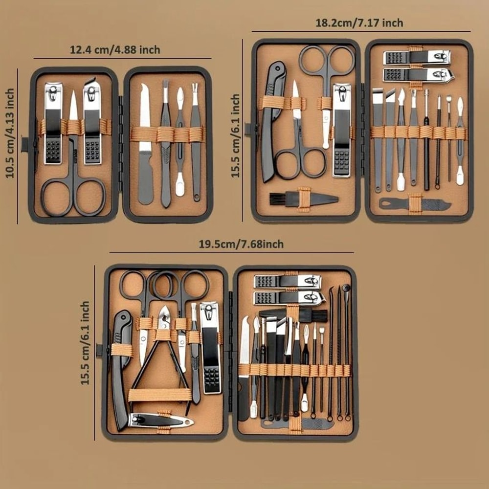 Professional Nail Care Tool Set With PU Leather Case Stainless Steel Clippers 2