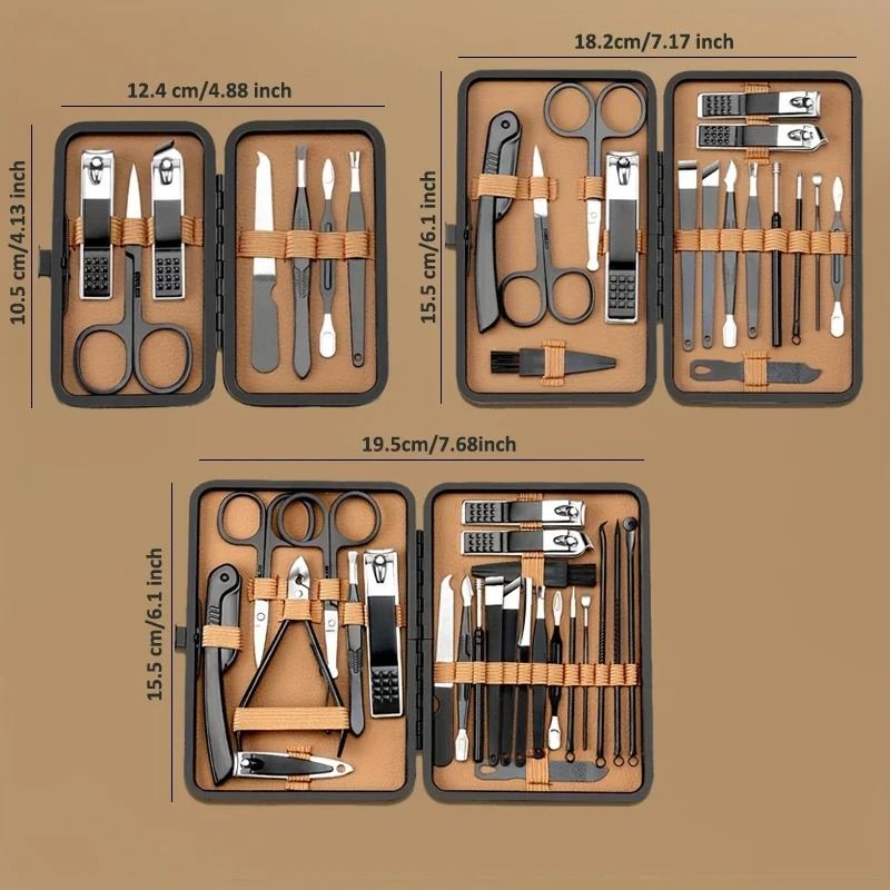 Professional Nail Care Tool Set With PU Leather Case Stainless Steel Clippers 2