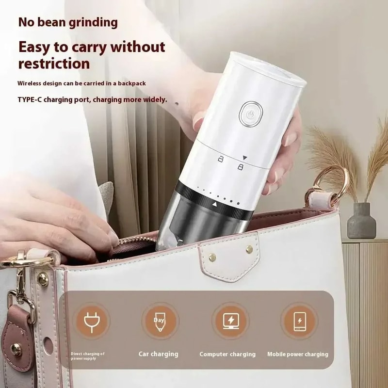 Mini Electric Coffee Bean Grinder USB Rechargeable Portable Ceramic Core Grinder 5