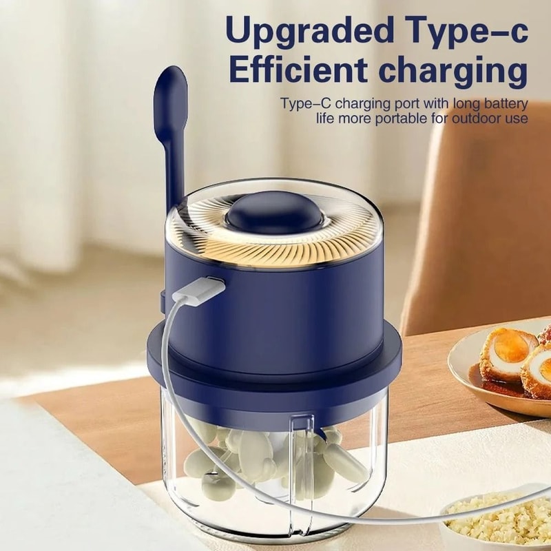 Electric Garlic And Ginger Crusher Mini Vegetable Cutter With 6 Blade Grinder 4