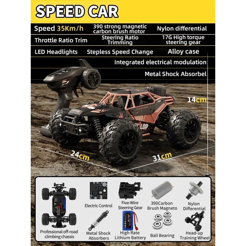 1 16 Scale 4WD High Speed Remote Control Car With 35 KMH Speed And All Terrain Design 9