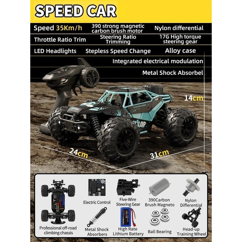 1 16 Scale 4WD High Speed Remote Control Car With 35 KMH Speed And All Terrain Design 6
