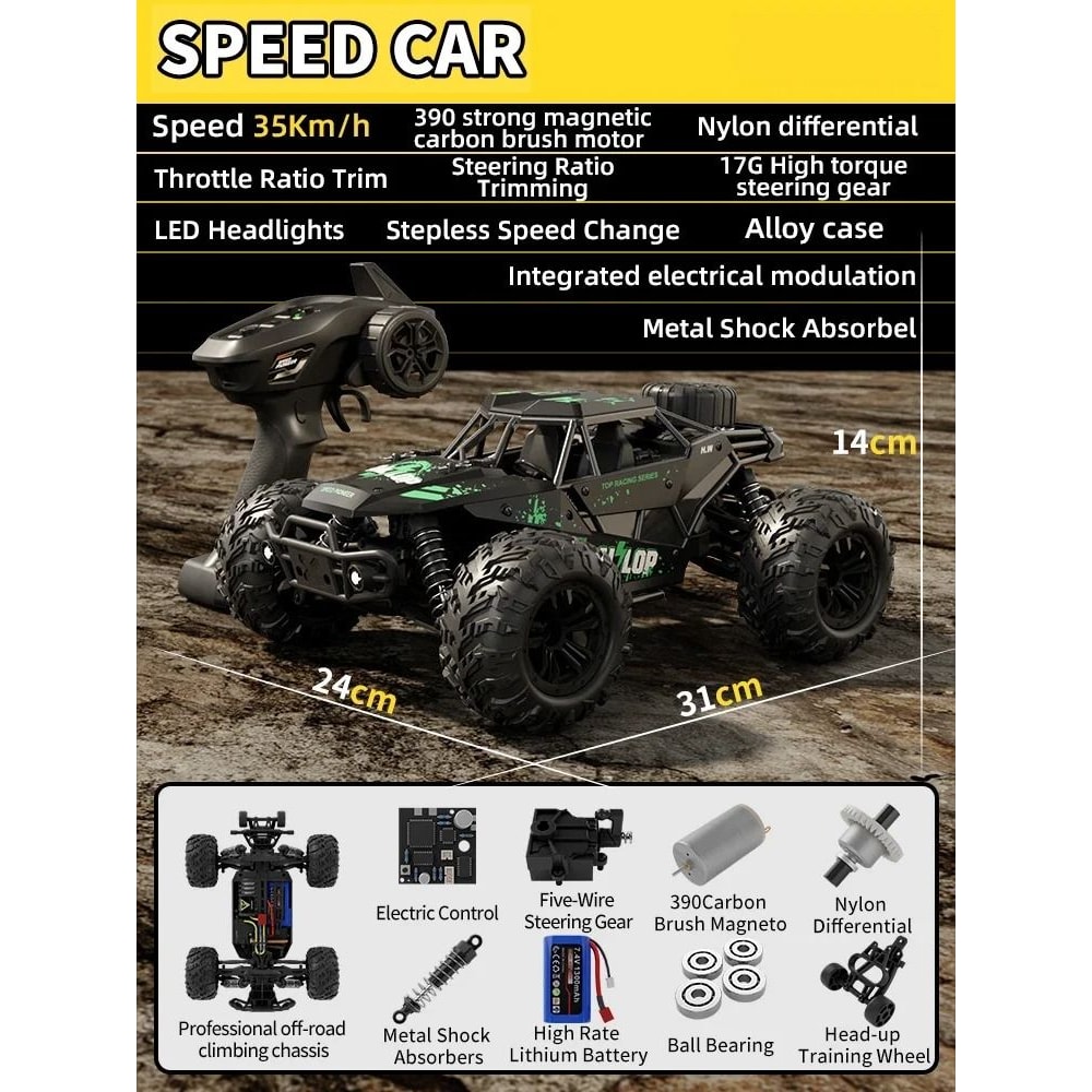 1 16 Scale 4WD High Speed Remote Control Car With 35 KMH Speed And All Terrain Design 7