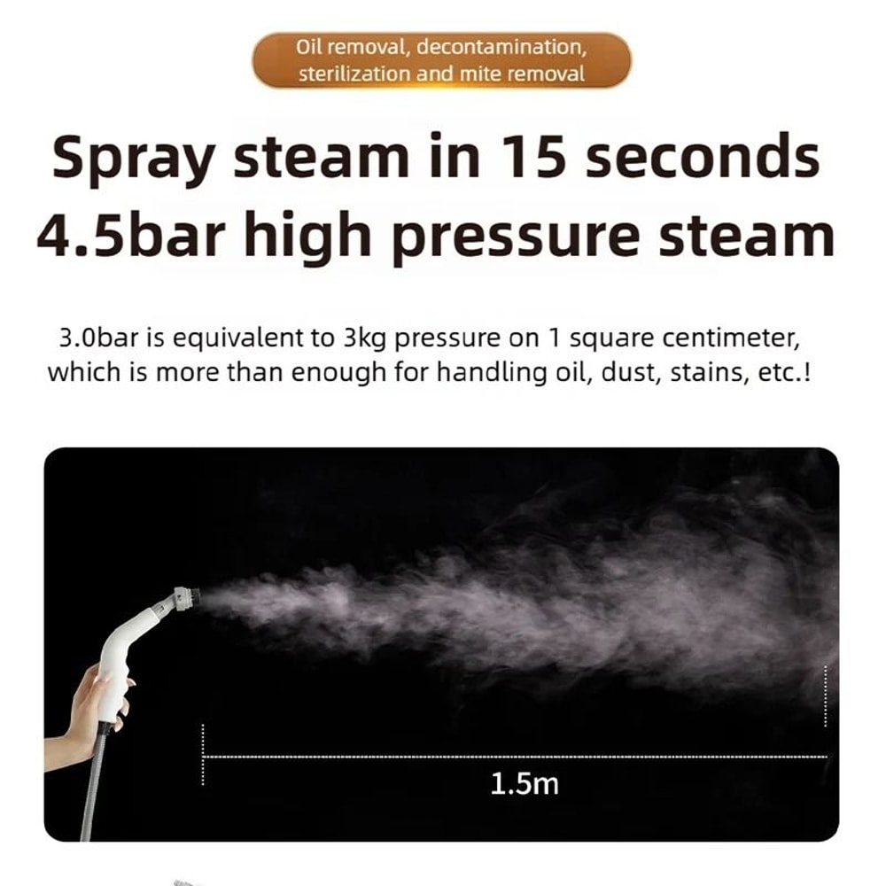 1200W High Temperature Handheld Steam Cleaner With 5 Brush Heads For Deep Home Cleaning 5