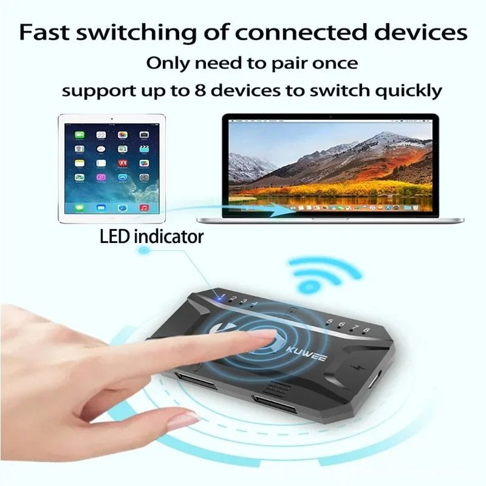 Bluetooth Keyboard Mouse Converter Wireless USB Hub Adapter For Multi Device Control 2