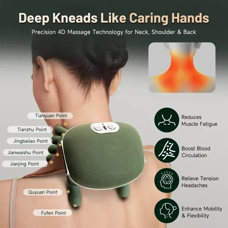 Wireless Neck And Shoulder Massager With Bionic Finger Kneading And Heat 1