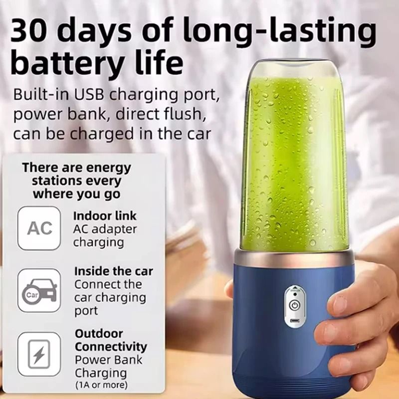 Portable Electric Blender Bottle With 6 Blade System For Smoothies Juice And Ice Crushing 2