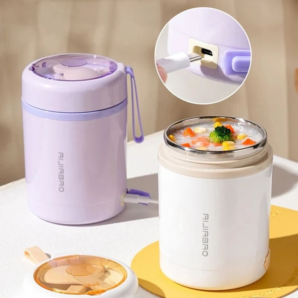 Portable Electric Heating Lunch Box 600ml Stainless Steel Food Warmer 0