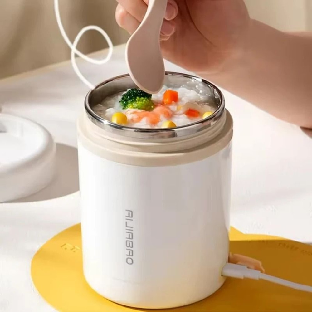 Portable Electric Heating Lunch Box 600ml Stainless Steel Food Warmer 4