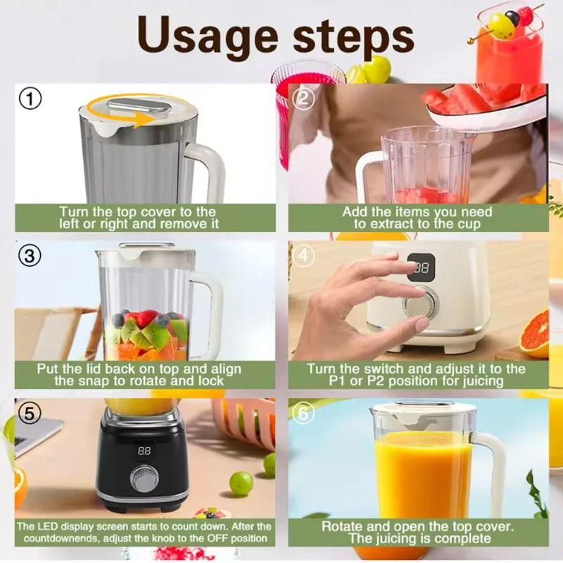Multifunction Digital Knob Blender Juicer With Ice Crushing And Smoothie Maker 5