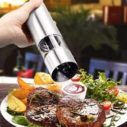 electric salt and pepper grinder set with adjustable coarseness and led light for home kitchen cooking
