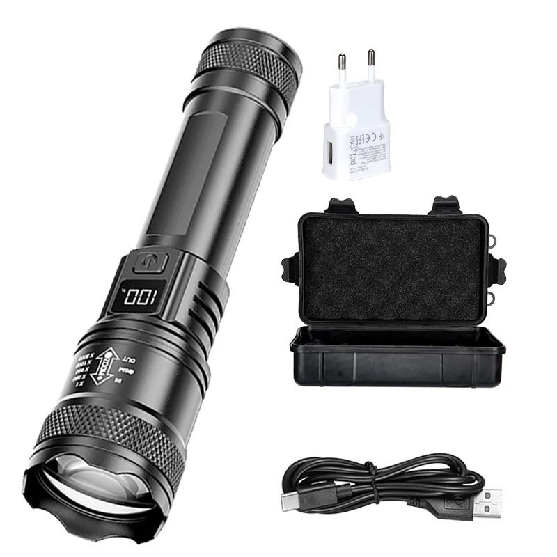 Rechargeable Zoomable LED Flashlight With LCD Display 8