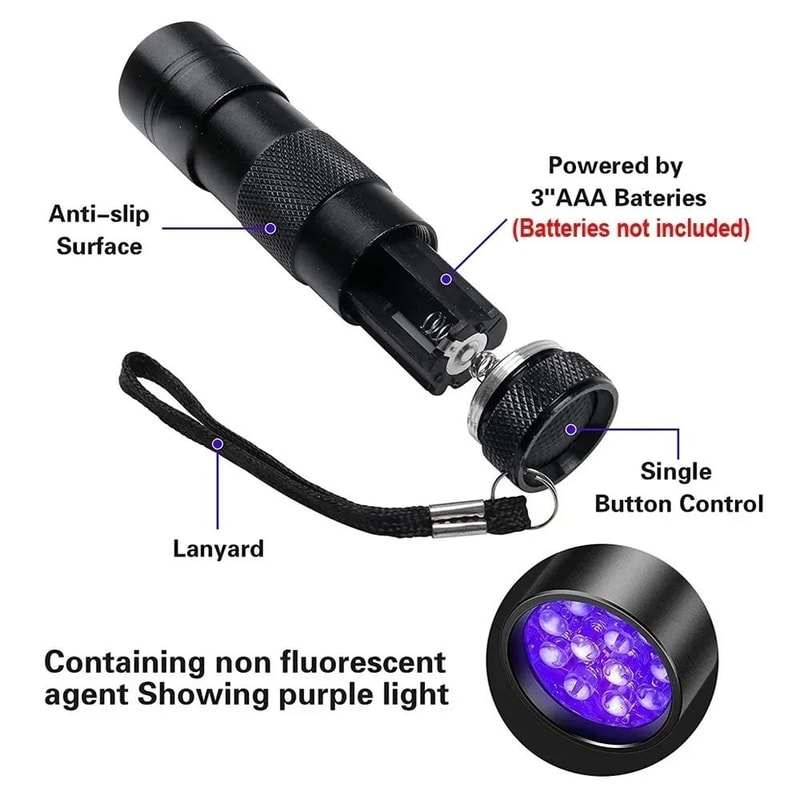 Portable UV Flashlight Black Light Detector For Pet Stains And Inspection 4
