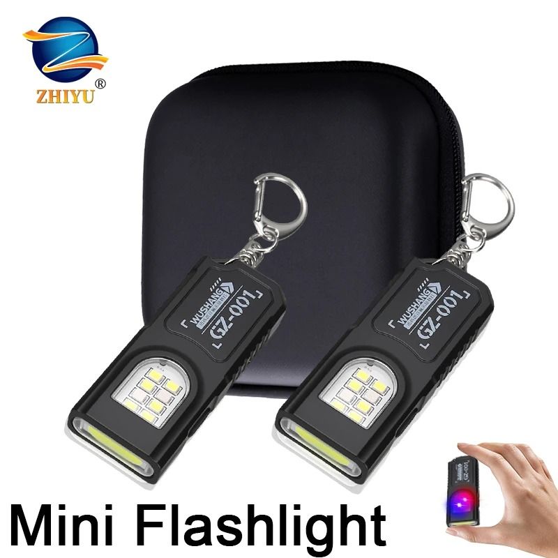 Mini COB LED Keychain Flashlight With Type C USB Rechargeable Battery 0