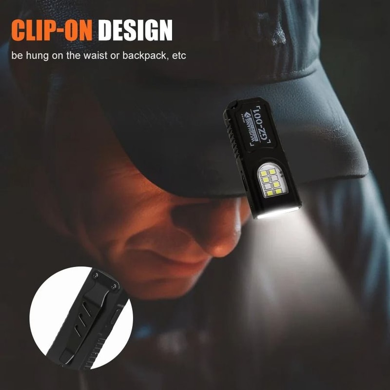 Mini COB LED Keychain Flashlight With Type C USB Rechargeable Battery 3