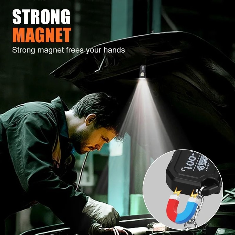 Mini COB LED Keychain Flashlight With Type C USB Rechargeable Battery 4