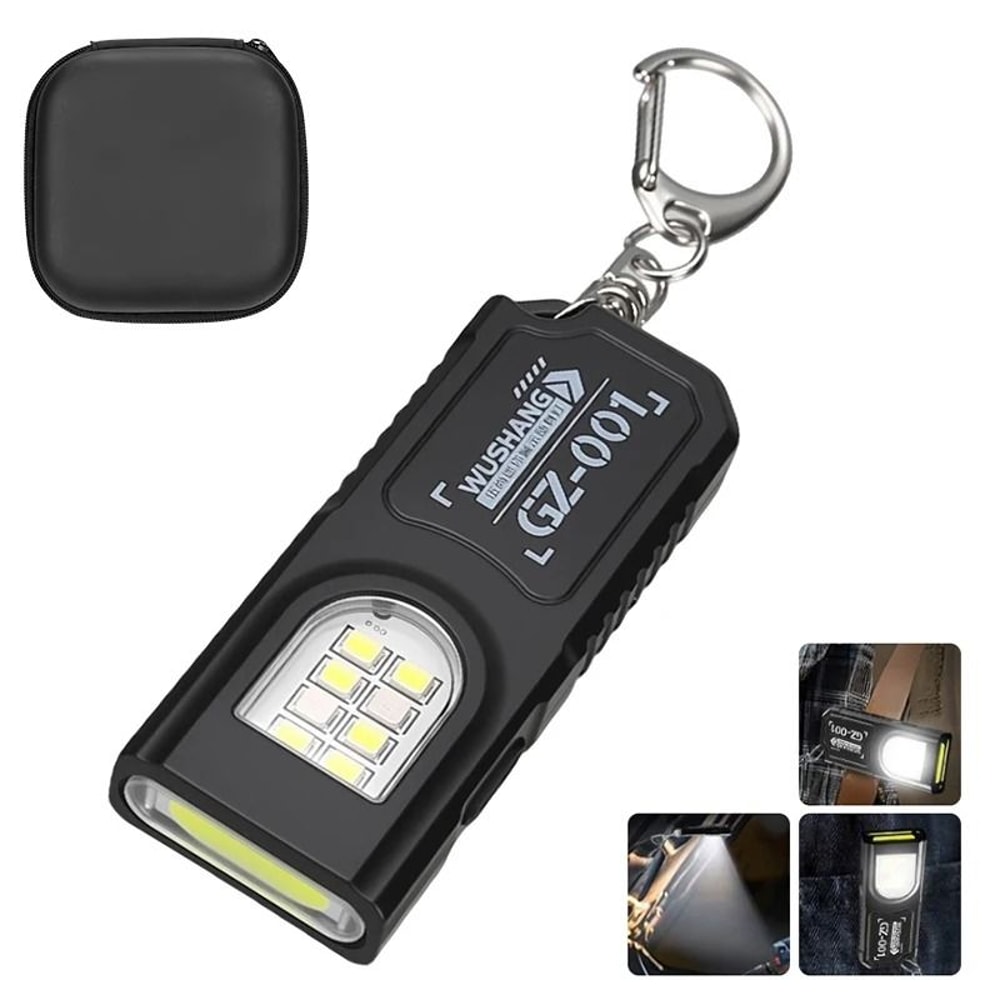 Mini COB LED Keychain Flashlight With Type C USB Rechargeable Battery 7