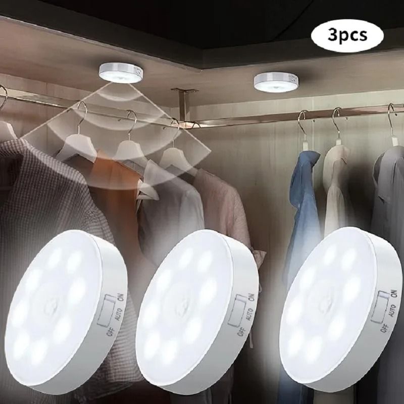 Motion Sensor LED Night Light USB Rechargeable Cabinet And Closet Lamp 0