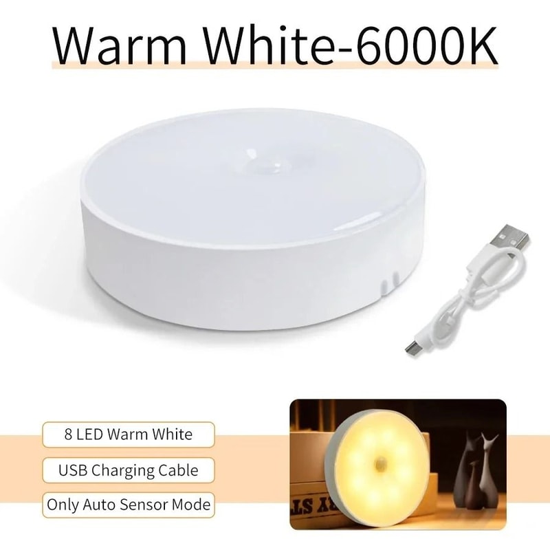 Motion Sensor LED Night Light USB Rechargeable Cabinet And Closet Lamp 10