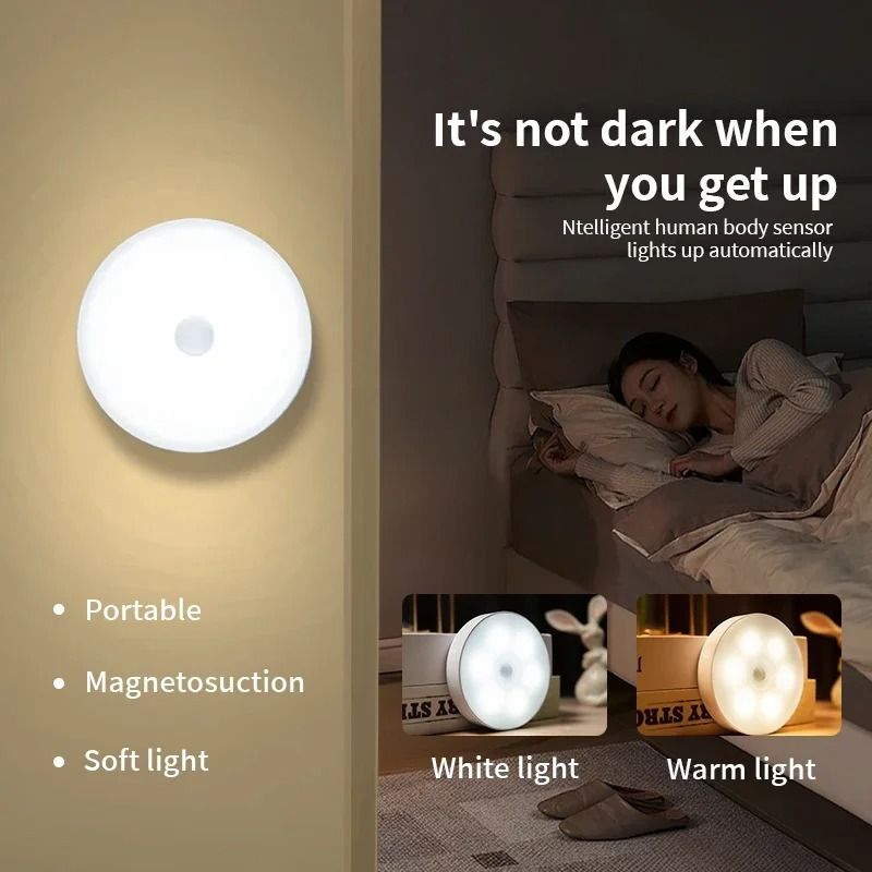 Motion Sensor LED Night Light USB Rechargeable Cabinet And Closet Lamp 3