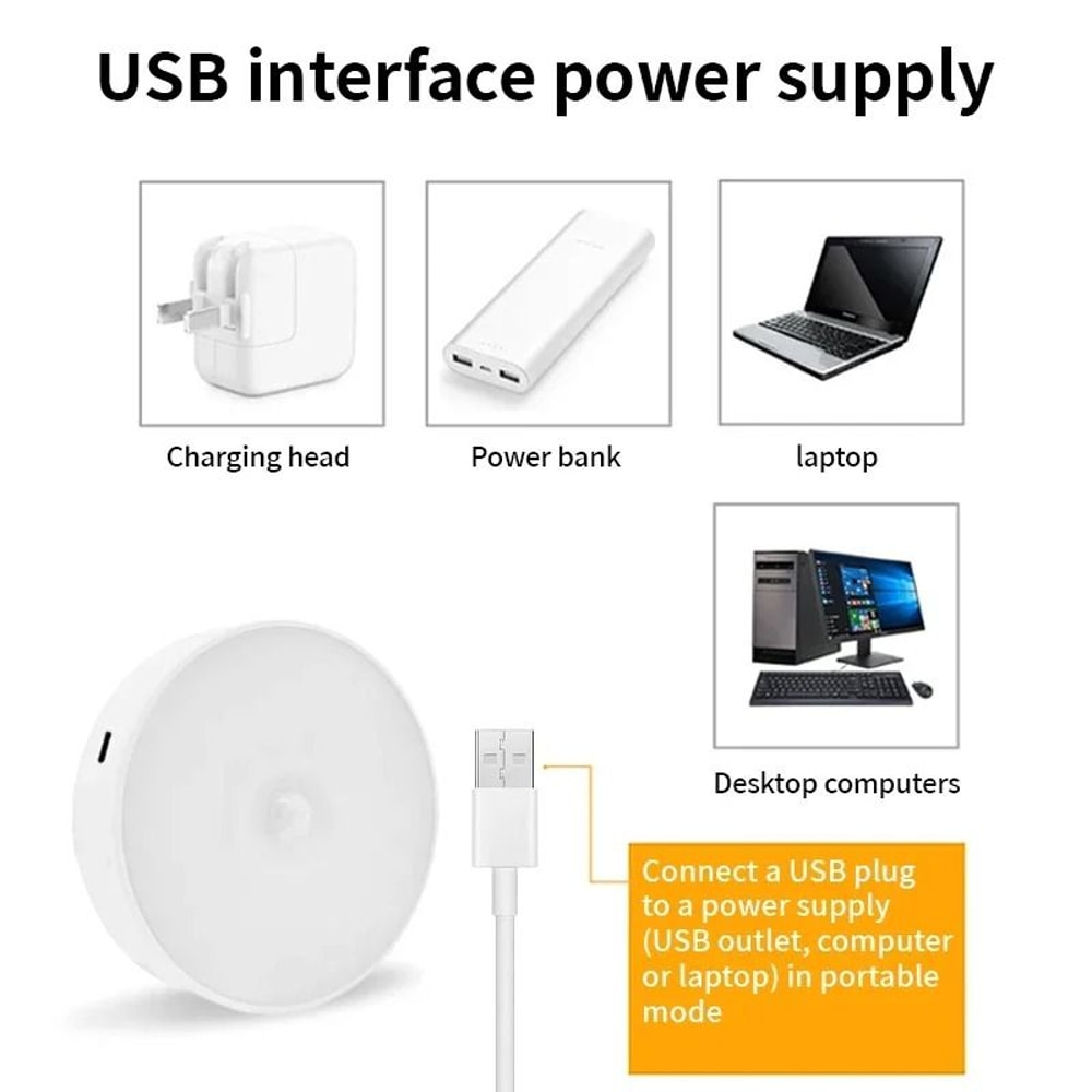 Motion Sensor LED Night Light USB Rechargeable Cabinet And Closet Lamp 4