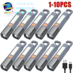 rechargeable led flashlight with cob side light and hanging hook