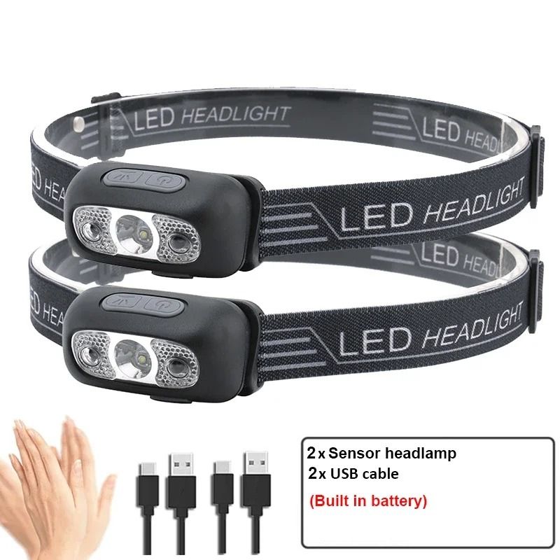 Mini LED Headlamp With Wave Sensor And USB Rechargeable Battery 7