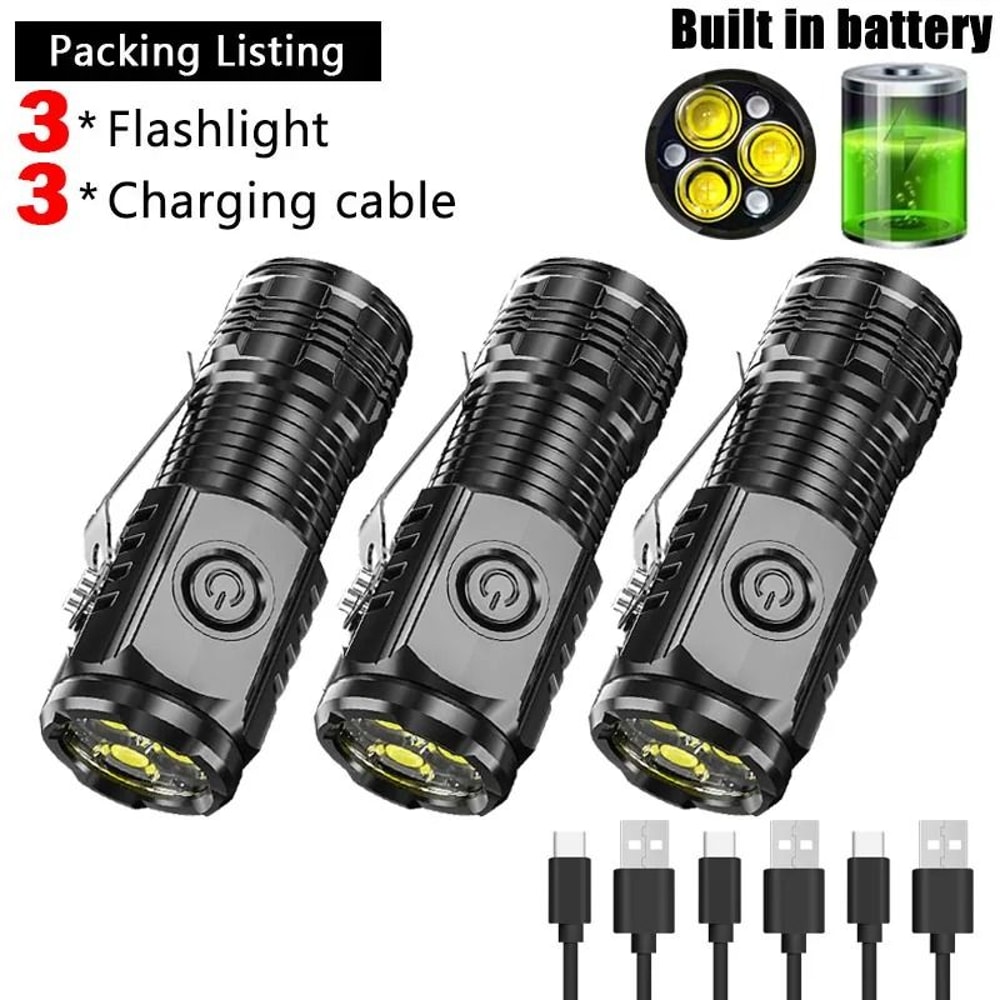 Mini LED Flashlight With Pen Clip And Magnetic Base USB Rechargeable 0