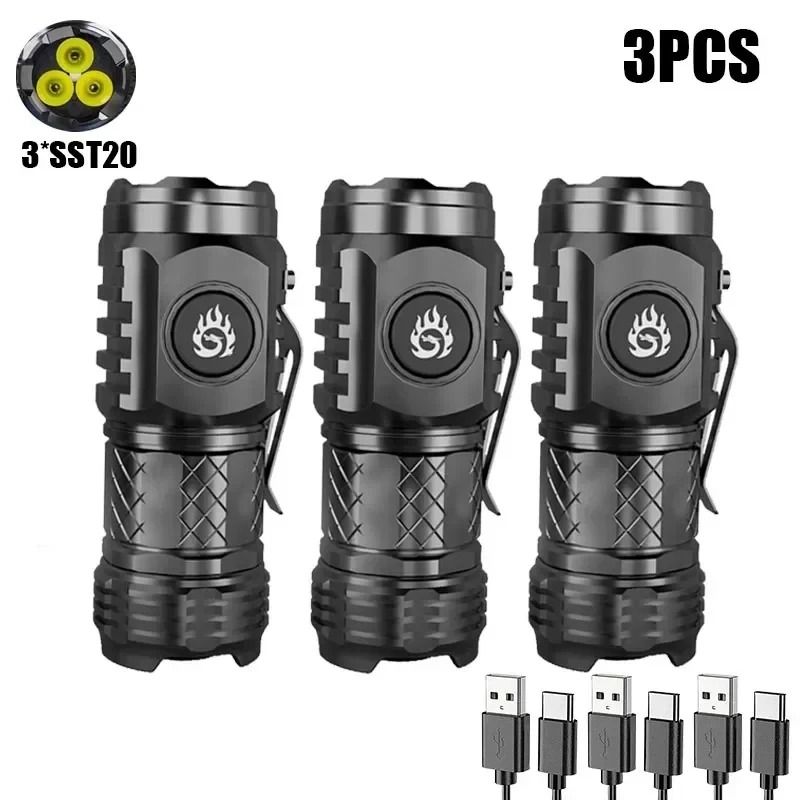 Mini LED Flashlight With Pen Clip And Magnetic Base USB Rechargeable 11