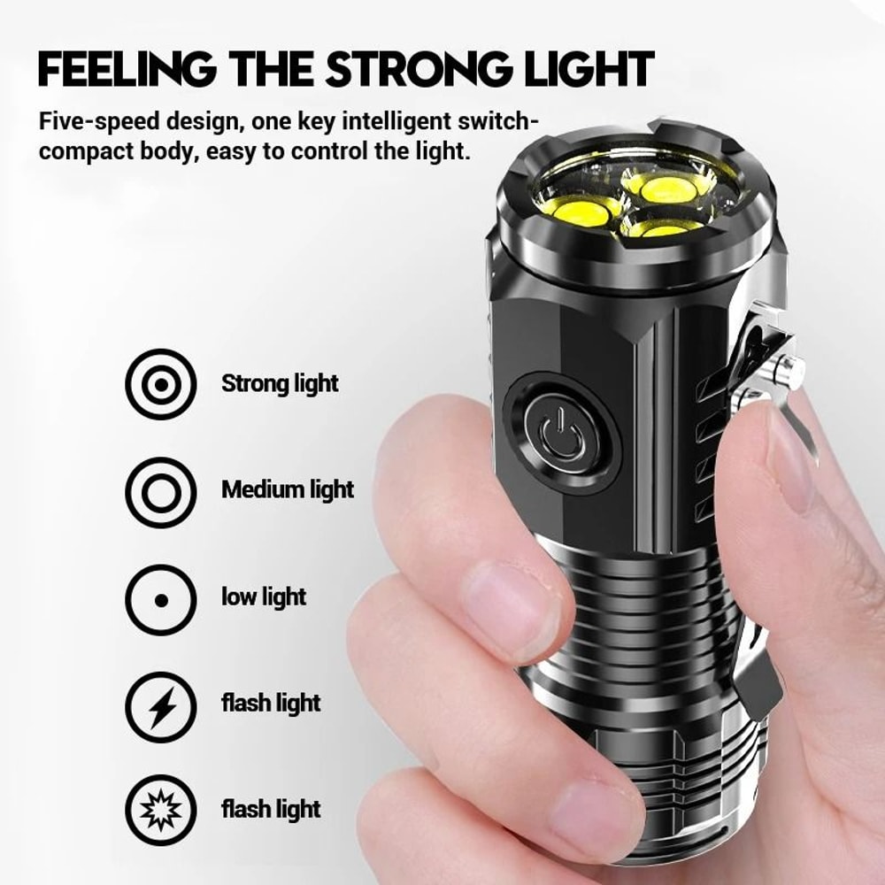Mini LED Flashlight With Pen Clip And Magnetic Base USB Rechargeable 1