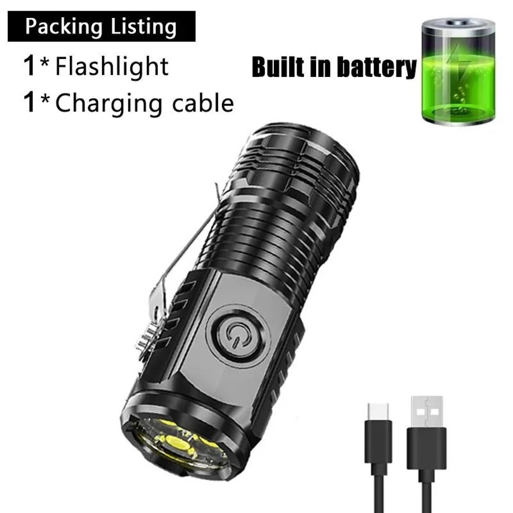 Mini LED Flashlight With Pen Clip And Magnetic Base USB Rechargeable 6