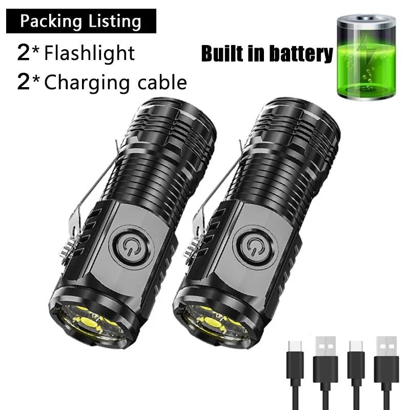 Mini LED Flashlight With Pen Clip And Magnetic Base USB Rechargeable 8