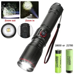 powerful white laser led flashlight with usb c rechargeable battery